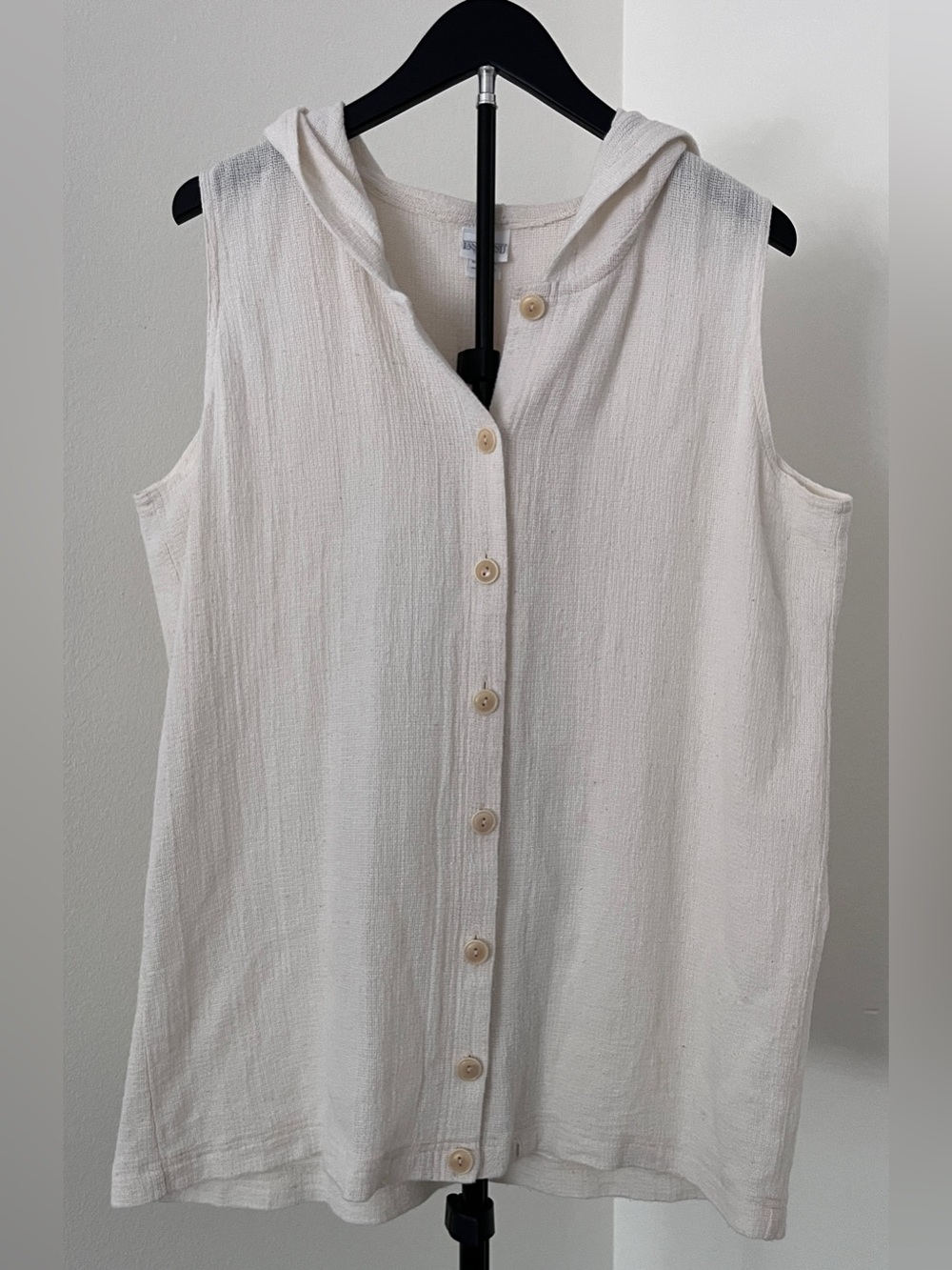 🐚 Vintage Lands’ End Natural Cotton Hooded Beach Coverup